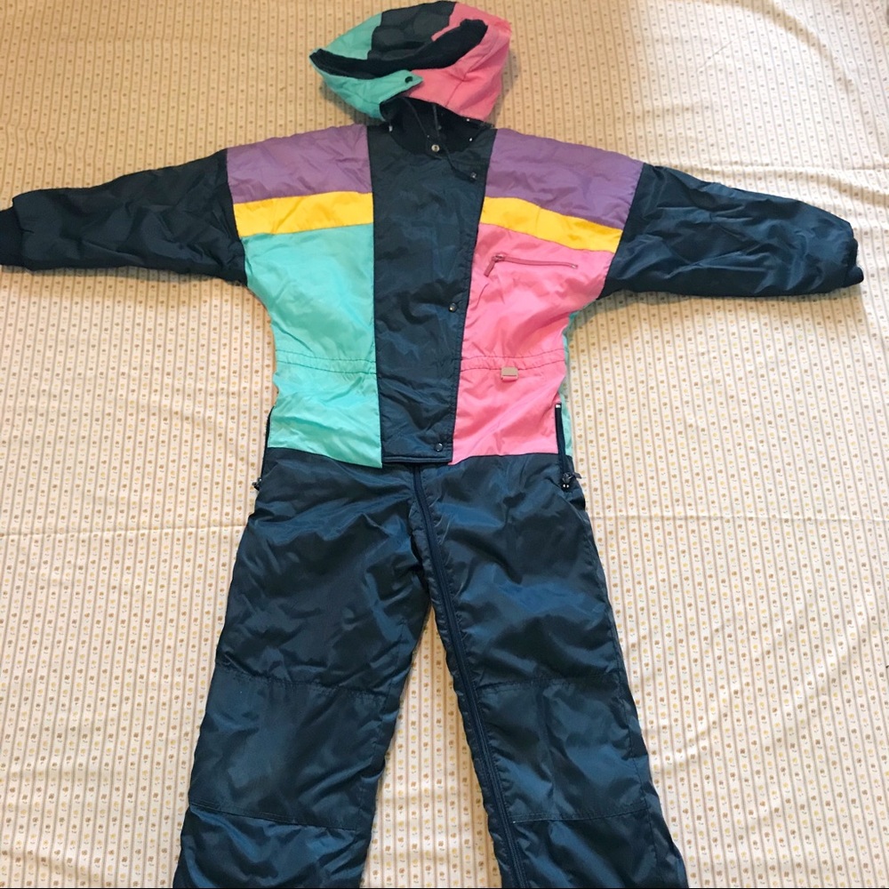 80s Colourblock Kids Snowsuit Vintage
